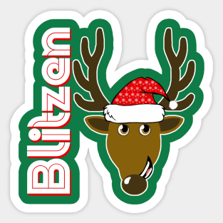 Blitzen, Family Christmas Santa Anime 8+ Reindeer Tshirts Sticker